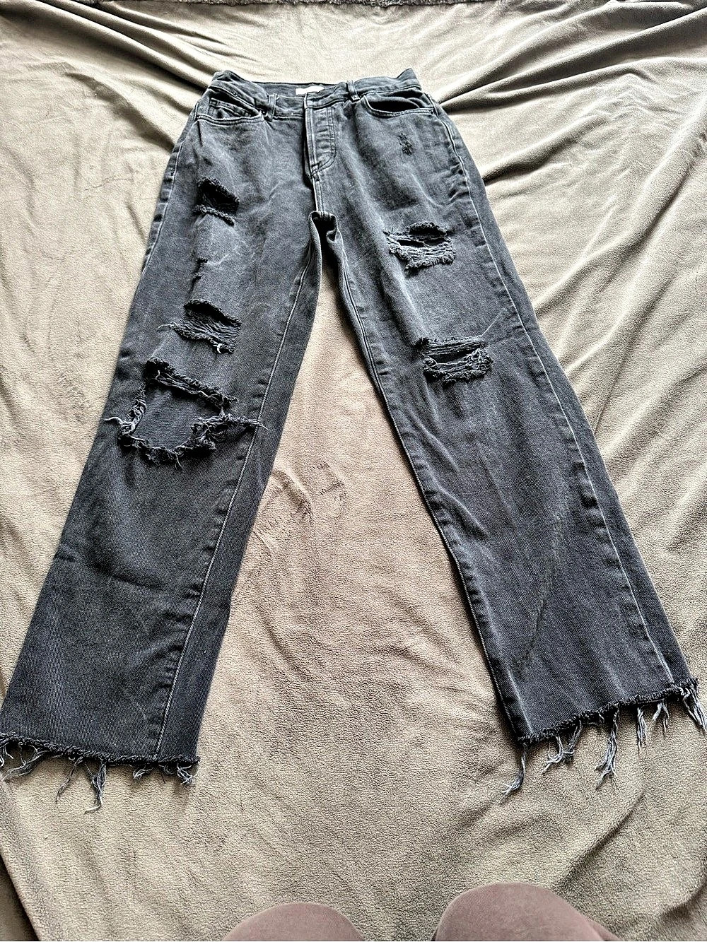 Pacsun High Rise Straight Distressed Straight Leg Jeans in Gray Waist 25